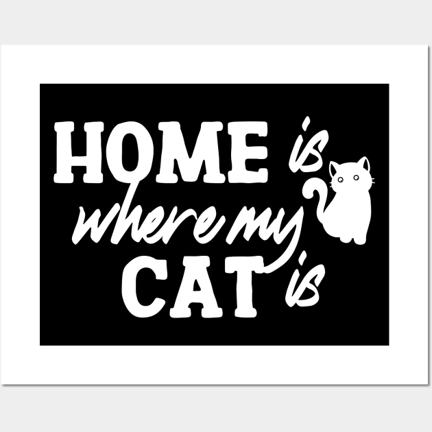 Cat Home White Wall Art by Miozoto_Design